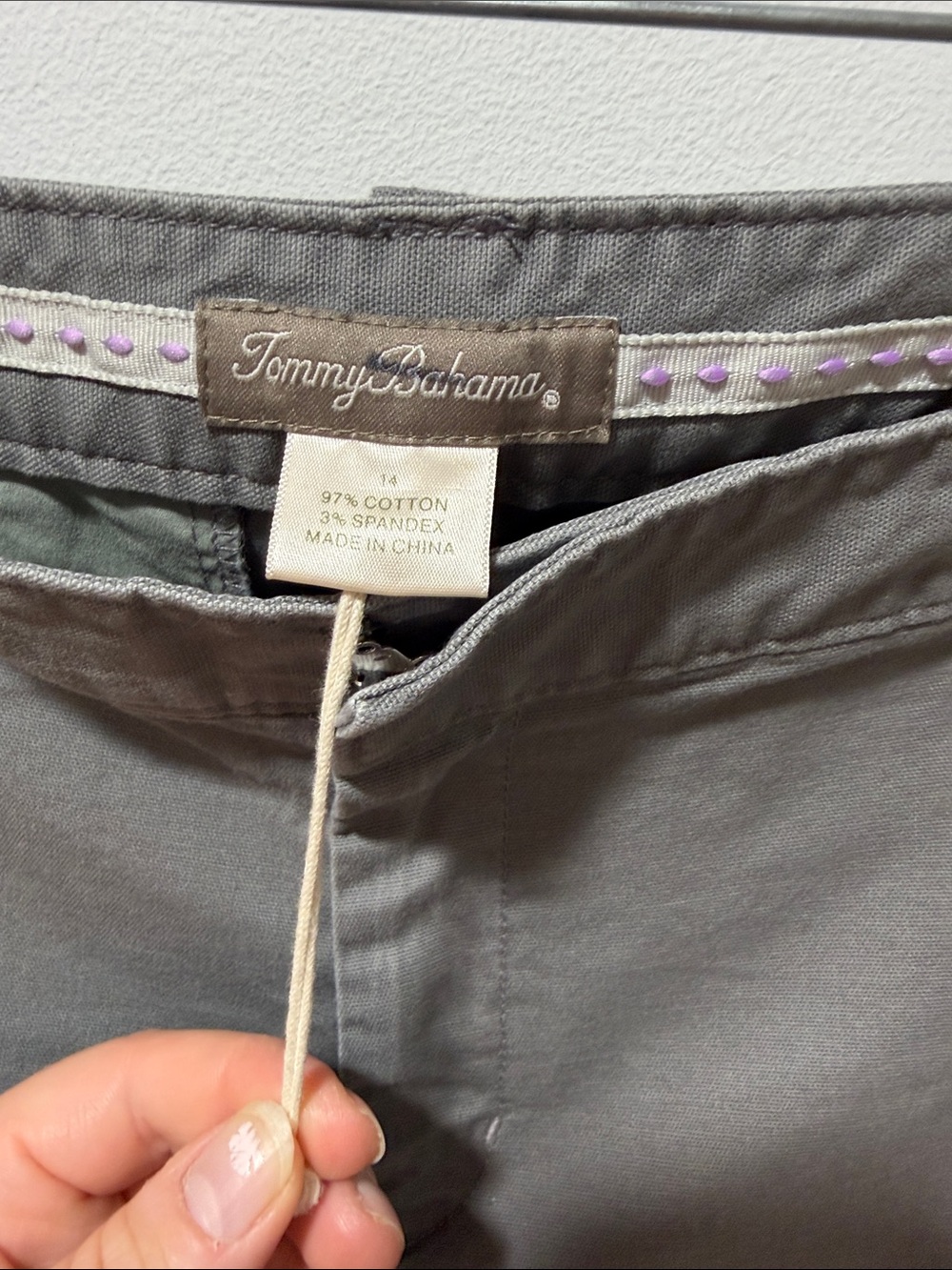 NWOT Tommy Bahama Gray Chino Crop Pant 14 Preppy Classic Coastal Everyday Light - Picture 2 of 7